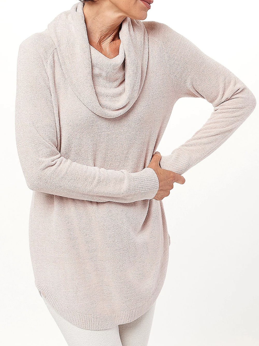 NWT Barefoot Dreams CozyChic Ultra Lite Coastal Cowl Neck Tunic Rosebud Medium